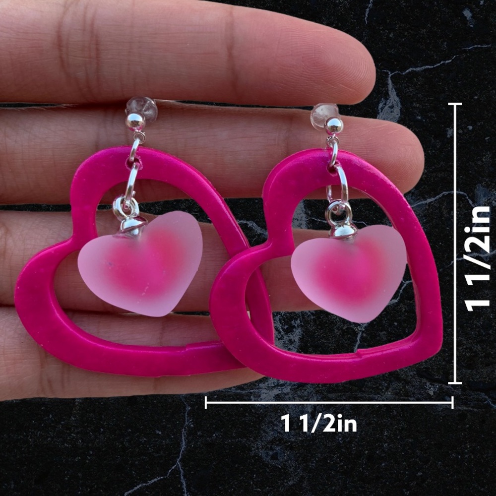 Sterling silver Heart drop earrings Handmade Gift ideas